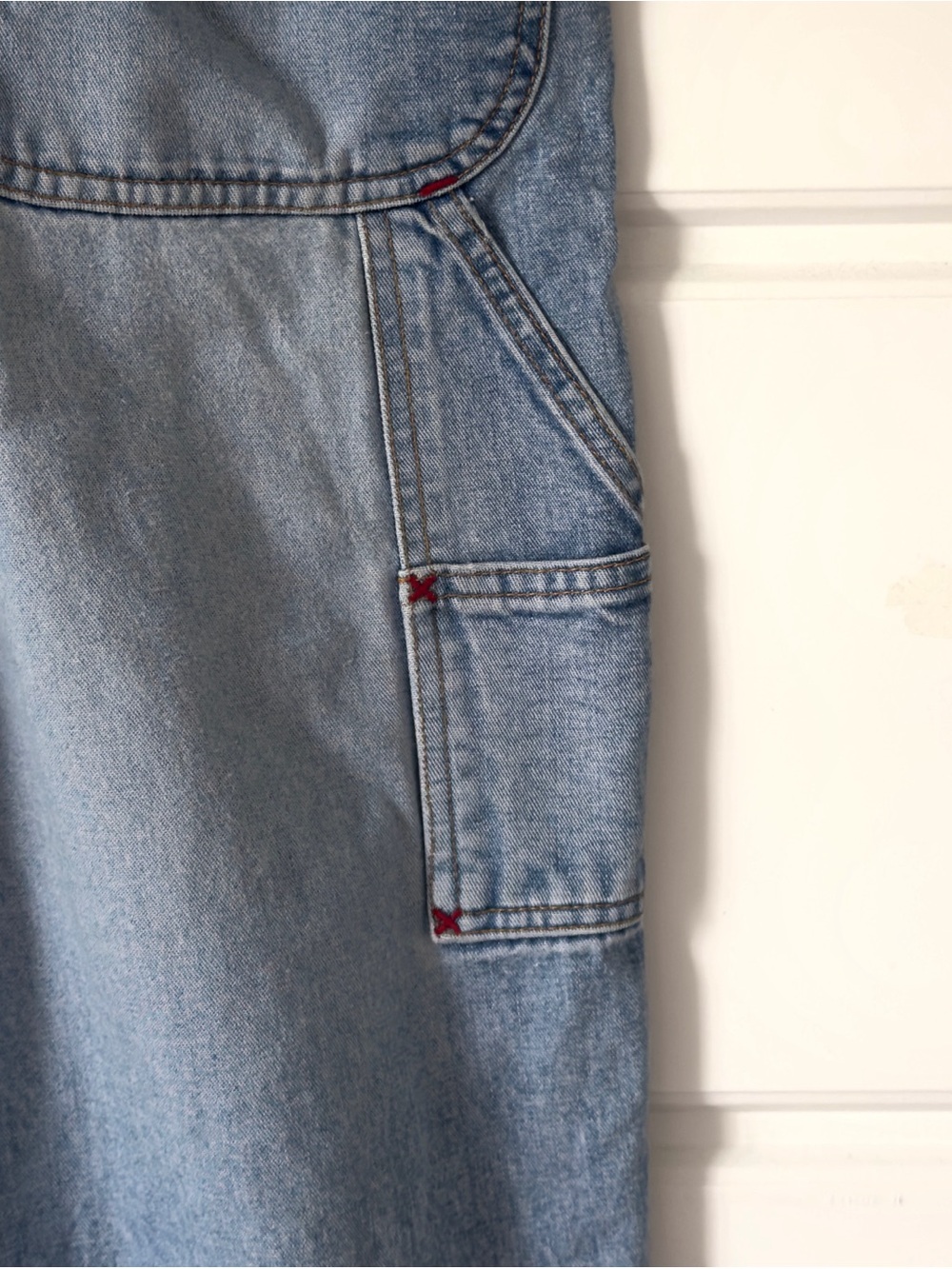 Vintage 90s Limited Denim Bib Overalls Medium Blue Slouchy Straight Leg Workwear - Picture 9 of 16
